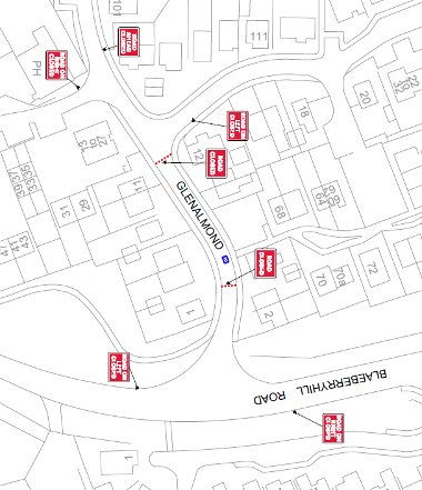 Map of closure on Glenalmond