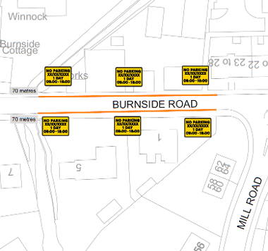 Map of suspension on Burnside Road