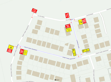 Map of closure on Cults Road