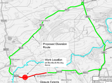 Map of closure on B8028 