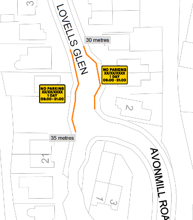 Map of suspension on Lovell's Glen