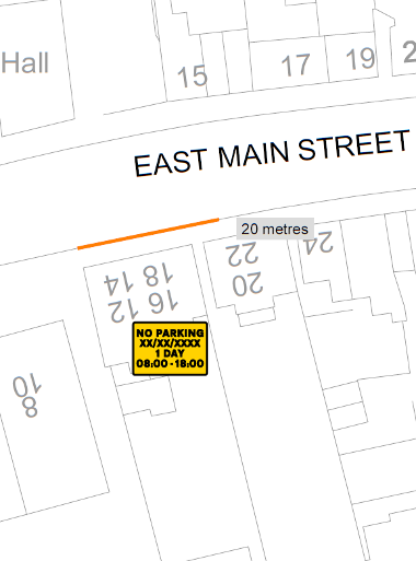 Map of suspension on East Main Street