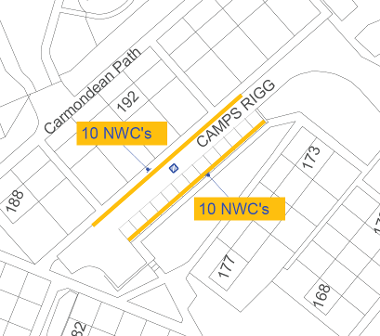 Map of suspension on Camps Rigg