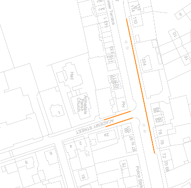 Map of suspension on West Main Street