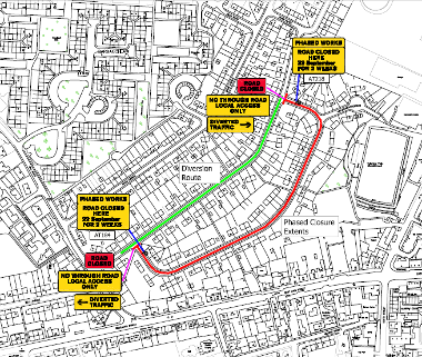 Map of closure on Hailstones Crescent