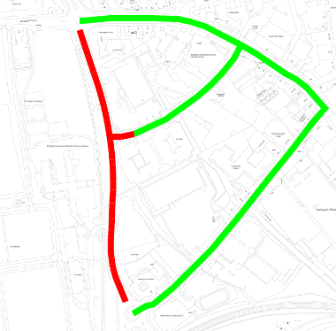 Map of closure on Menzies Road