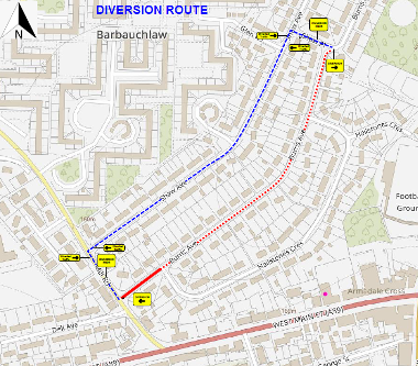 Map of closure on Burns Avenue