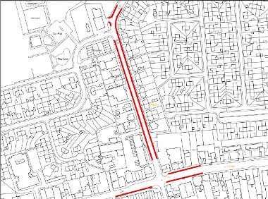 Map of parking suspension for Whitburn Crossroad