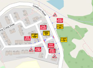 Map of closure at Binny Craig