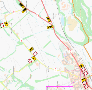 Map of closure on Hartwood Road